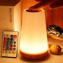 GKCI Touch Lamp, Portable Table Sensor Control Bedside Lamps with Quick USB Charging Port, 5 Level Dimmable Warm White Light & 13 Color Changing RGB for Bedroom/Office/Hallways