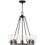 Bellis Bronze Wagon Wheel Pendant Chandelier 24 1/2'' Wide Modern Industrial Clear Glass 5-Light Fixture for Dining Room House Foyer Kitchen Island Entryway Bedroom Living Room - Possini Euro Design