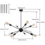 Sputnik Chandelier 8 Lights Black Modern Ceiling Lamp Industrial Light Fixture Vintage Pendant Lighting for Dining Room Kitchen Living Room Bedroom