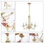 KSANA Gold Chandelier, Modern 5 Lights Fixtures Hanging Pendant for Dining Room, Bedroom, Kitchen, W18.5'' x H23.5''