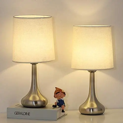 Table Lamps, Bedside Metal Body Lamp with Fabric Shade for Living Room, Kids Room,Bedroom, Office,Study and Cafe, Pack of 2,Cream Table Lamps, Bedside Metal Body Lamp with Fabric Shade for Living Room, Kids Room,Bedroom, Office,Study and Cafe, Pack of 2,Cream