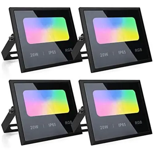 Zglon LED Flood Lights RGB Color Changing 100W Equivalent Outdoor, 20W Bluetooth Mesh Smart Floodlights RGB APP Control,Grouping,IP65 Waterproof, Timing, 2700K&16 Million Colors 4 Pack Zglon LED Flood Lights RGB Color Changing 100W Equivalent Outdoor, 20W Bluetooth Mesh Smart Floodlights RGB APP Control,Grouping,IP65 Waterproof, Timing, 2700K&16 Million Colors 4 Pack