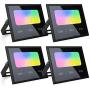 Zglon LED Flood Lights RGB Color Changing 100W Equivalent Outdoor, 20W Bluetooth Mesh Smart Floodlights RGB APP Control,Grouping，IP65 Waterproof, Timing, 2700K&16 Million Colors 4 Pack