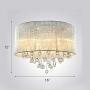 NIUYAO Modern Crystal Raindrop Silver Chandelier Lighting Flush Mount LED Ceiling Light Fixture Pendant Lamp for Dining Room Bathroom Bedroom Living-Room W16'' H12'' 295199