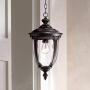 Bellagio Traditional Outdoor Ceiling Light Hanging Texturized Black 18'' Clear Hammered Glass Damp Rated for Exterior House - John Timberland