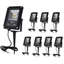 GLW 12V Landscape Lighting 10W Low Voltage Outdoor Spotlights IP65 Waterproof Garden Lights,3000K Warm White [8 Pack]