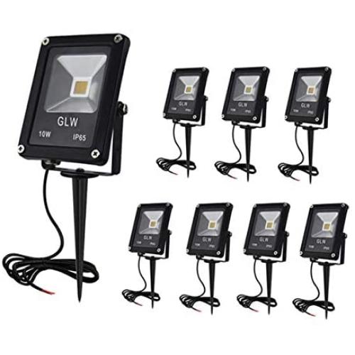 GLW 12V Landscape Lighting 10W Low Voltage Outdoor Spotlights IP65 Waterproof Garden Lights,3000K Warm White [8 Pack]