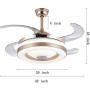 Chandelier Ceiling Fan with Bluetooth Speaker, Modern Retractable Ceiling Fan Chandelier with Music Player Dimmable Ceiling Fan with Lights and Remote for Dining Living Room