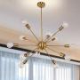 12-Lights Brushed Gold Sputnik Light Fixtures Vintage Pendant Chandelier Mid Century Hanging Lights Ceiling Flush Mount Modern Lighting for Dinning Living Room Bedroom