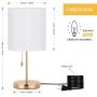 HAITRAL Nightstand Table Lamp - Bedside Lamp, Modern Desk Lamp for Bedroom, Office, College Dorm with Metal Base Fabric Lamp Shade - Gold