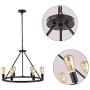 Sivilynus Round 6 Lights Black Farmhouse Chandelier Classic Ceiling Hanging Vintage Rustic Light Fixture for Dining Room Living Room Foyer Porch Kitchen Island