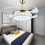 Retractable Fan Ceiling Light, SAM 42 Inch Chandelier Fan Light with Remote 3 Color LED 3 Speed Ceiling Fan Light Kits for Indoor Living Dining Room Bedroom (Rose Gold)