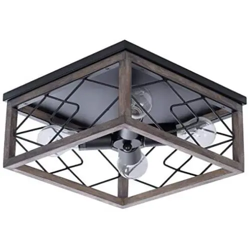 VILUXY Farmhouse Rectangle Flush Mount Ceiling Light Fixture with Wood Shade for Living Room, Hallway, Entryway, Passway, Dining Room, Bedroom, Balcony 4-Light VILUXY Farmhouse Rectangle Flush Mount Ceiling Light Fixture with Wood Shade for Living Room, Hallway, Entryway, Passway, Dining Room, Bedroom, Balcony 4-Light