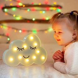 LED Cloud Night Lights Lamps Emoji Face Marquee Light Signs Timer&Remote Control Timer&Dimmable Table Lamp Toy Gifts for Girls Kids Bedroom Kidsroom Home Decor for Birthday Xmas Party(White Cloud)