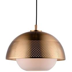 Amazon Brand – Rivet Mid-Century Modern Ceiling Hanging Pendant Fixture with Light Bulb - 14.25 x 14.25 x 11.25 Inches, 12-120 Inch Cord, Satin Brass