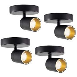 Vidalite LED Monopoint Sconce Adjustable Flush Mount Spot Light with Rotating Head for Living Room Dining and Office, 4-Pack, Black, 4