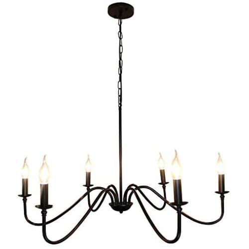 Sivilynus 6 Lights Black Contemporary Chandelier Farmhouse Pendant Ceiling Hanging Light Fixture for Dining Room Living Room Bedromm Foyer Kitchen Island