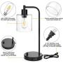 Industrial Table Lamp with 2 USB Ports,Fully Stepless Dimmable Vintage Nightstand Desk Lamp, Seeded Glass Shade Bedside Reading Lamp for Bedroom, Living Room, Office, 6W 2700K LED Edison Bulb Included