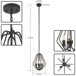 Modern Style Pendant Light,Industrial Loft Design Frosted Black Basket Iron Cage Chandelier,Ceiling Hanging Light Fixture for Dining Living Room Indoor Kitchen Island Farmhouse, E12 Base