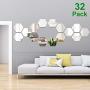 32 Pieces Removable Acrylic Mirror Setting Wall Sticker Decal for Home Living Room Bedroom Decor (18.4 x 16 x 9.2 cm)