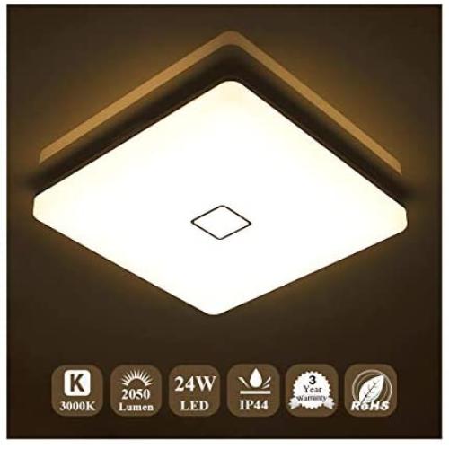 Airand LED Ceiling Lights 24W Fixture Flush Mount 3000K Square LED Ceiling Lamps with 240Pcs LED Chips for Bedroom Bathroom Kitchen Stairwell, 12.6 Inch, 2050 Lumens (Warm White)