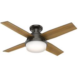 Hunter Dempsey Indoor Low Profile Ceiling Fan with LED Light and Remote Control, 44'', Noble Bronze