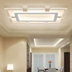 LITFAD Rectangular LED Flush Light Minimalist Acrylic Ultrathin Ceiling Lamp 35.5'' Length, Modern Pandent Light for Dinning Room Bedroom Living Room, Warm Light
