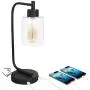 Innqoo Touch Control Table Lamp, 3 Way Dimmable Industrial Table Lamp with USB Charging Ports, Modern Nightstand Lamp, Metal Bedside Lamp for Living Room, Bedroom, Dorm (T45 Vintage Bulb Included)