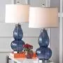 Safavieh Lighting Collection Mercurio Blue Double Gourd 28.5-inch Table Lamp (Set of 2)