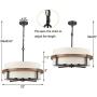 AXILAND Rustic Drum Chandelier 4-Light Dining Room Chandelier with Off-White Fabric Shade