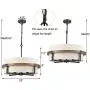 AXILAND Rustic Drum Chandelier 4-Light Dining Room Chandelier with Off-White Fabric Shade