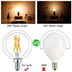 Dimmable g16.5 led Bulb e12 g16 1/2 led Candelabra Bulb 40w led Edison Bulb 2700K 400lm ac120v 4w g50 led Globe Bulb for Chandelier,Vanity and Ceiling Fan Light Bulbs 6Pack