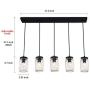 Mason Jar Pendant Light Fixtures 5-Lights, Rustic Glass Hanging Lighting for Farmhouse Dining Room Kitchen Island