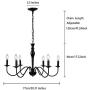 Riomasee Rustic Farmhouse Chandelier 6-Lights Black Chandelier Metal Candle Chandelier Light Fixture for Dining,Living Room,Foyer,Bedroom,Kitchen Island 30.34 Inches