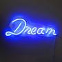 Isaac Jacobs 17'' by 6'' inch LED Neon Blue “Dream” Wall Sign for Cool Light, Wall Art, Bedroom Decorations, Home Accessories, Party, and Holiday Decor: Powered by USB Wire (Dream)