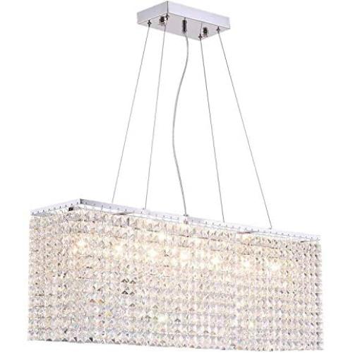 NOXARTE Modern Rectangular Crystal Chandelier Light Indoor Hanging Ceiling Lighting for Dining Room L39''