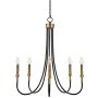 MOTINI 5-Light Farmhouse Chandelier Black and Gold Brass Large Metal Pendant Lighting Fixture for Dining Room, Bedroom, Living Room, 24''x24''x28''