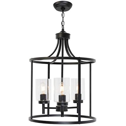 VINLUZ Industrial Pendant Lighting Black 3-Light Kitchen Island Chandeliers Modern with Clear Glass Shade, Foyer Farmhouse Lighting Fixture Ceiling Hanging for Dining Room Entryway VINLUZ Industrial Pendant Lighting Black 3-Light Kitchen Island Chandeliers Modern with Clear Glass Shade, Foyer Farmhouse Lighting Fixture Ceiling Hanging for Dining Room Entryway