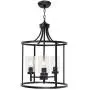 VINLUZ Industrial Pendant Lighting Black 3-Light Kitchen Island Chandeliers Modern with Clear Glass Shade, Foyer Farmhouse Lighting Fixture Ceiling Hanging for Dining Room Entryway