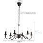 ASGYISA 6-Light Chandelier Industrial Rustic Farmhouse Black Candle Pendant Lighting for Foyer Living Room Kitchen Island Dining Room Bedroom