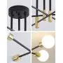 Sputnik Chandelier Mid Century Modern Nordic E26 LED Pendant Lighting Edison 4/6/8 Lights Chandeliers Ceiling Light Fixture Black Light for Living Room,Kitchen,Bedroom,Dining Room