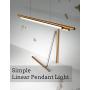 LED Chandelier Hanging Lighting Fixture, Simple Modern Linear Pendant Light for Dining Room, Living Room, Study Bedroom (Golden)