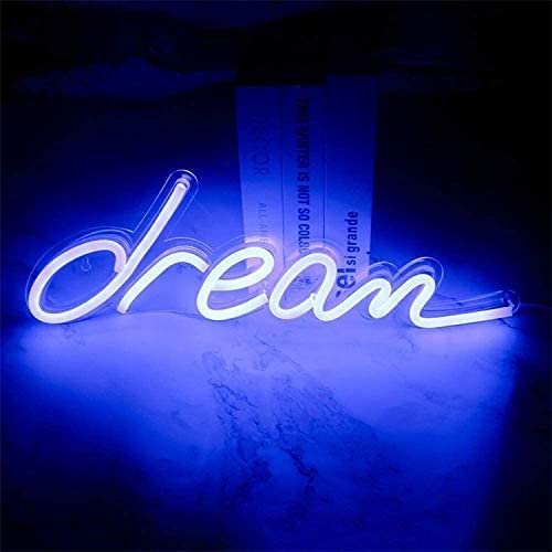 LED Neon Signs,Neon Light for Wall Art, Bedroom Decorations, Home Accessories, Party, and Holiday Decor (Blue, Dream)