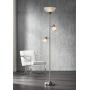 Ellery Modern Torchiere Floor Lamp 3-Light Brushed Steel Frosted White Glass Shades for Living Room Reading Bedroom Office - 360 Lighting
