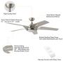 CO-Z 56 Modern Ceiling Fan with Lights and Remote, Industrial Ceiling Fans Brushed Nickel for Bedroom, Living Room, Dining Room, Silver Ceiling Fan Lights with 5 ABS Blades and 15W LED Light Kit