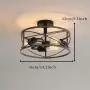 PUSU Ceiling Light 3E26 Light Fixture Diameter 14.2'' with Wooden Cage and Matte Black Base Kitchen Ceiling Light for Kitchen Living Room Dining Room Bedroom Hallway