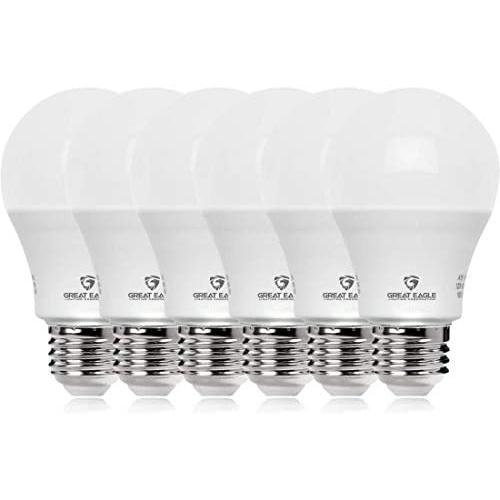 Great Eagle 100W Equivalent LED Light Bulb 1500 Lumens A19 5000K Daylight Non-Dimmable 15-Watt UL Listed (6-Pack)