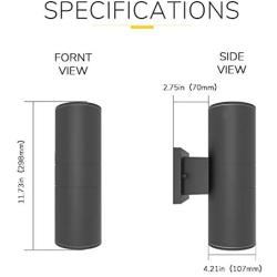 GetInLight LED Outdoor Cylinder Wall Sconce, Matte Black, Wall Lamp with Double Directions, Non-Dimmable, 12 Inch, 24W, 3000K(Soft White), Waterproof IP65 Outdoor Wall Light for Porch,IN-0601-D1-BK-30