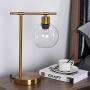 Popity home Industrial Glass Shade Metal Office Reading Gold Desk Lamp, Vintage Bedside Table Lamps for Living Room Bedroom Dorm