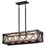 Giluta Rectangle Wood Metal Pendant Light Kitchen Island Chandelier Black Finish Rustic Industrial Chandelier Vintage Ceiling Light Fixture 5 Lights with Seeded Glass Shade (17810) Giluta Rectangle Wood Metal Pendant Light Kitchen Island Chandelier Black Finish Rustic Industrial Chandelier Vintage Ceiling Light Fixture 5 Lights with Seeded Glass Shade (17810)